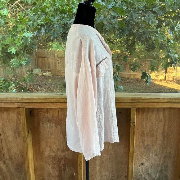 New Collection Women's 100% Linen Light Pink Jacket Size L - Picture 2 of 9